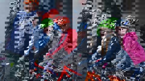 pupils on bikes with their Walk Wheel Cycle Trust I Bike cycle training instructor