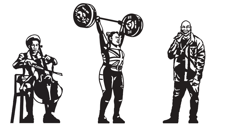 Illustrations of the heroes being celebrated in Nottingham through Walk Wheel Cycle Trust's Portrait Benches project