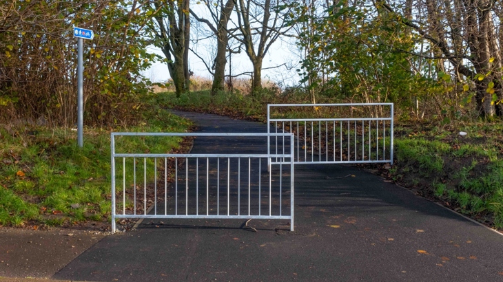 The replaced barrier to National Cycle Network Route 73 near Kilwinning. 