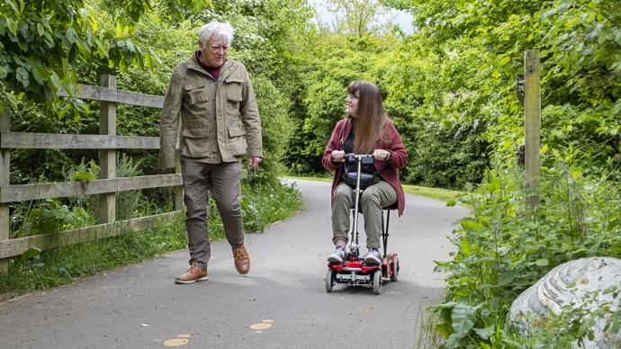 Two people use a path in Inshes, Inverness