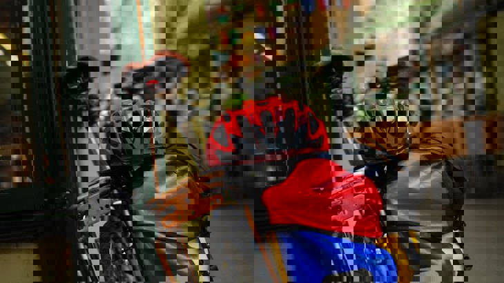 Bike in a shopping street