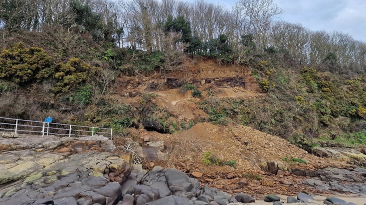 A landslip on NCN 4 by Wisemans Bridge in Pembrokeshire.