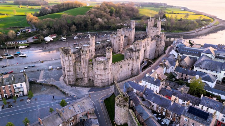 Caernarfon Castle from above.