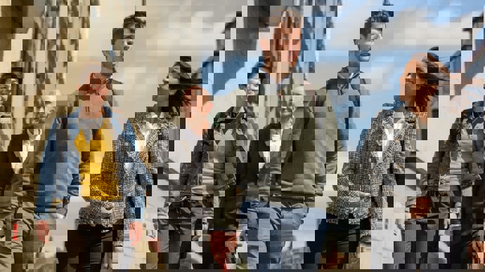 People walking and chatting