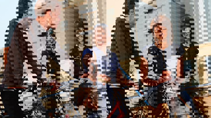 Group of office workers with bikes