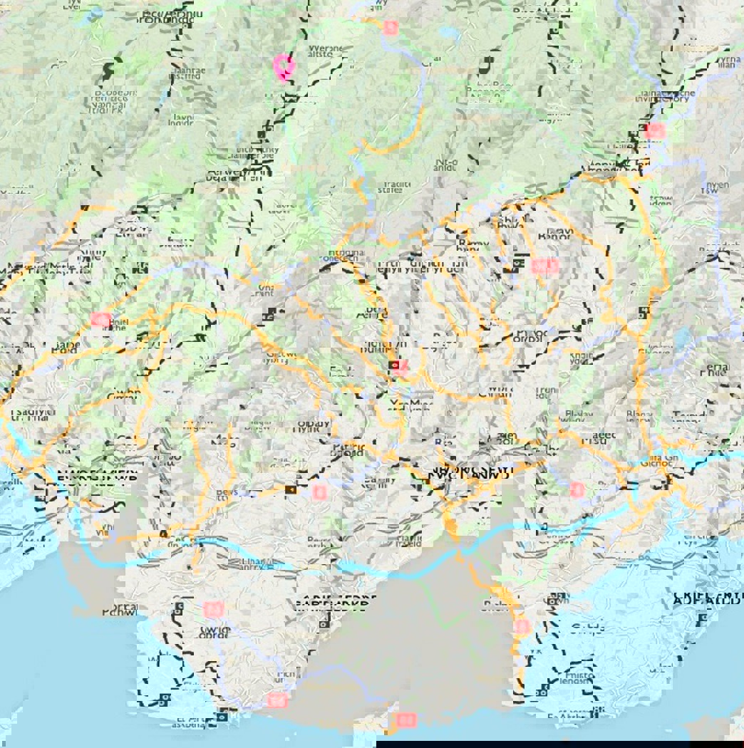 Map of route Cardiff to Brecon