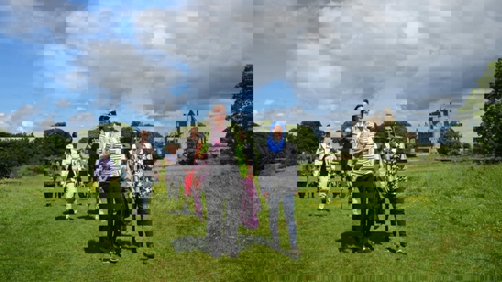 An active travel champion takes their colleagues on a lunch time walk