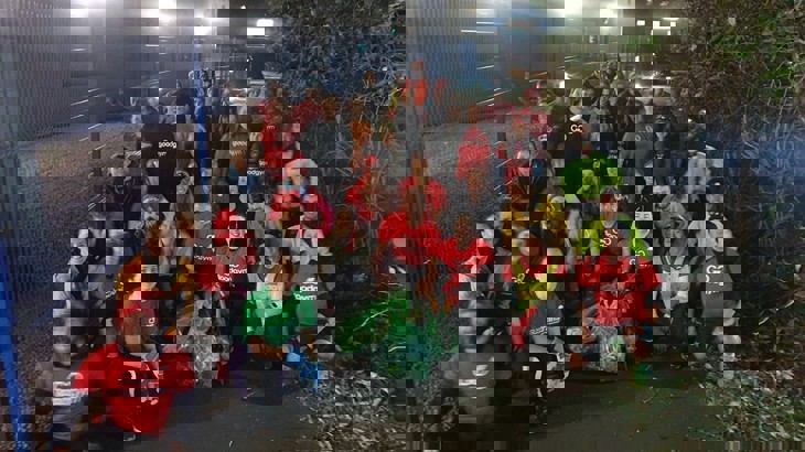 Members of GoodGym Cardiff smile for a photo 