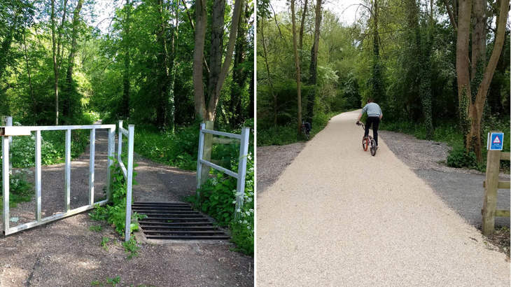 Cattle grid path improvements before and after