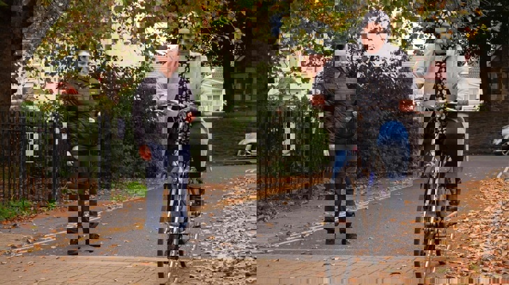 Woman learns to ride a bike