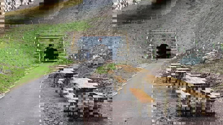 Picnic benches on Keswick to Threlkeld Railway Trail