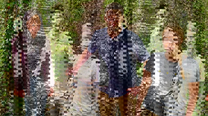 young people out on the Lias Line with their bike