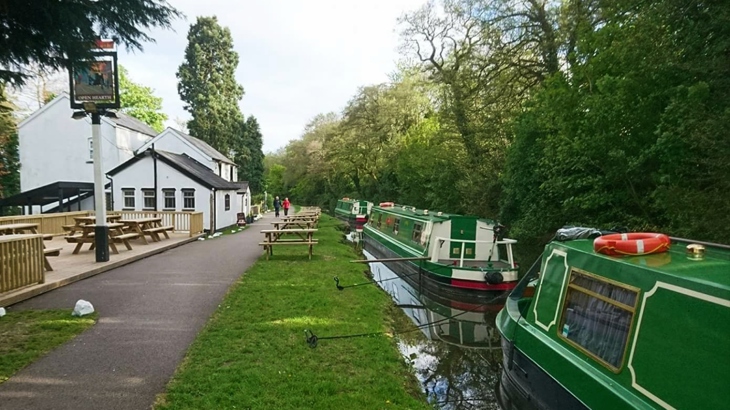 Walkers on National Cycle Route 49 passing the Open Hearth in Pontypool
