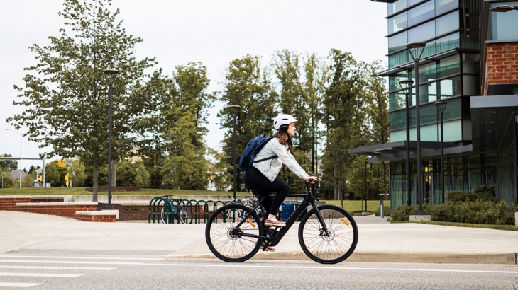 Woman commuting on ebike