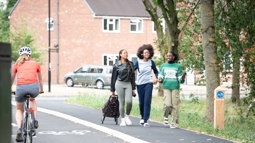 A group of friends enjoy walking along the newly revamped section of National Cycle Network 52 in Coventry. Photo: Mark Radford/Walk Wheel Cycle Trust 